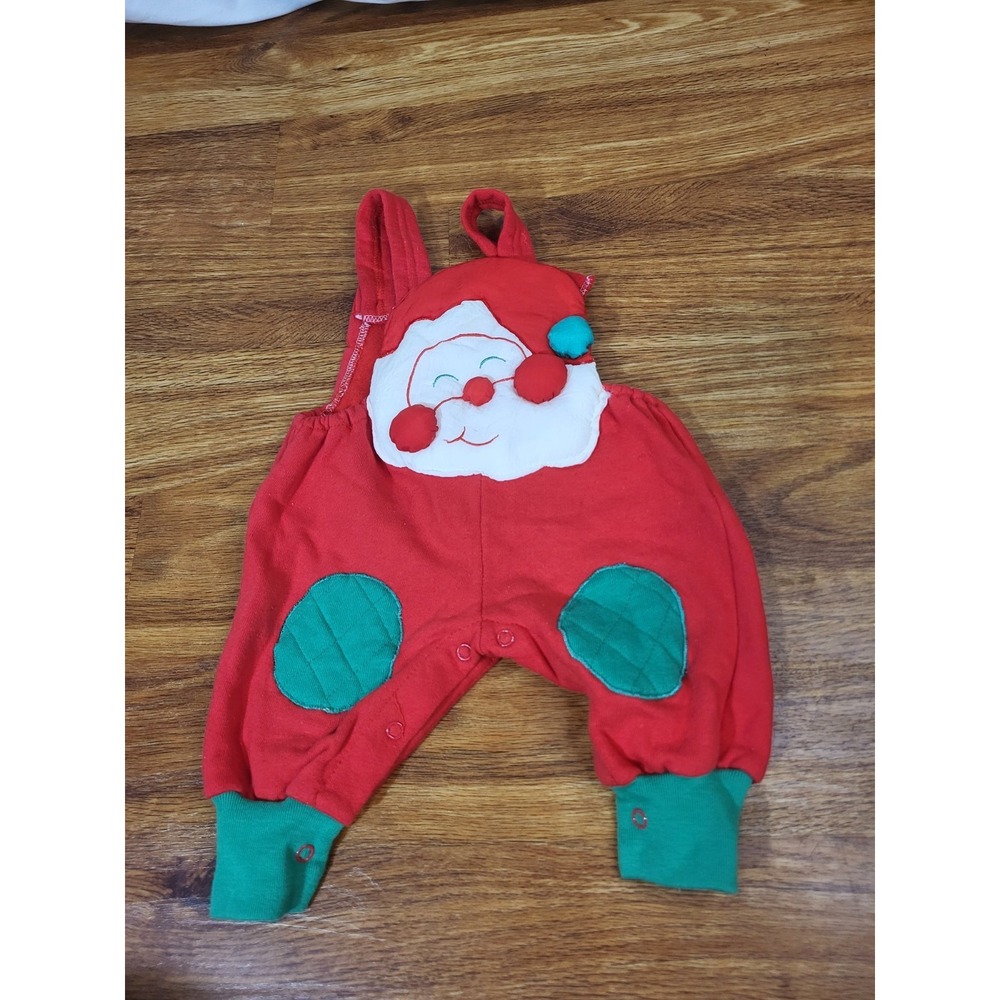 Vtge Hopscotch Size 0-6 Months Red Santa 3D Overalls